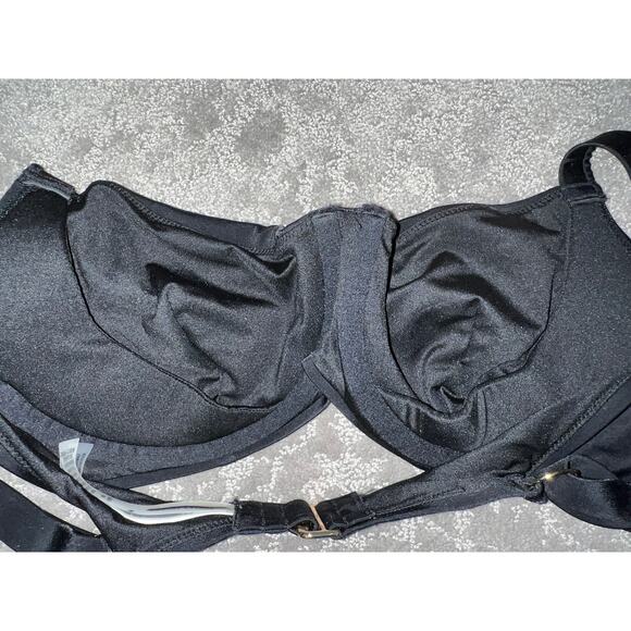 36DD Victoria's Secret Bikini Top Underwire Semi Padded Seamed Black Sexy Swim - Picture 6 of 8